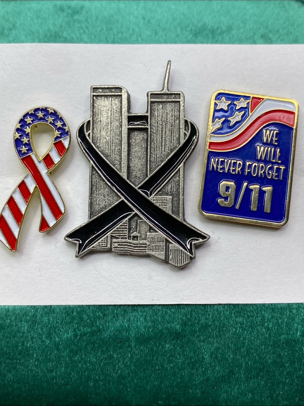 9/11 Memorial Commemorative Enamel Pin - Black & Silver